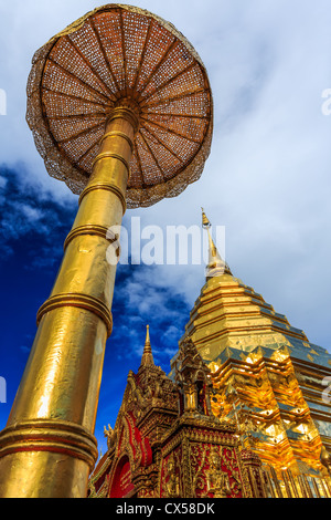 Goldene Pagode oder Chedi, Wat Phra dieses Doi Suthep, Chiang Mai, Nordthailand Stockfoto