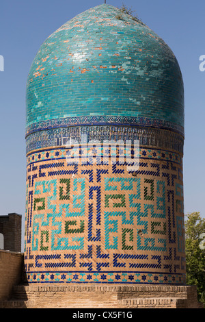 große Kuppel von zwei gewölbten Mausoleum, Shah-i Zinda, Samarkand, Usbekistan Stockfoto