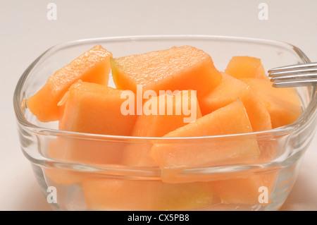 Melone in eine Glasschüssel. Stockfoto