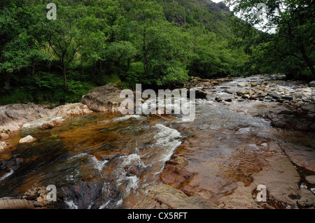 Der Fluss Nevis oberhalb der Lower Falls, Glen Nevis, Schottland. Stockfoto