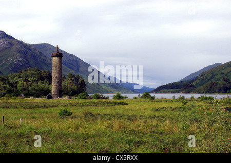 Loch Shiel und das Glenfinnan Monument Prinz Charles Edward Stuart, (Bonnie Prince Charlie), in den Highlands von Schottland Stockfoto