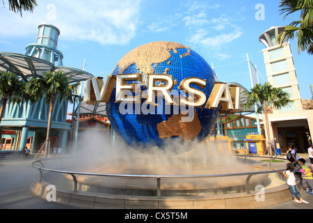 Universal Studios riesige Weltkugel auf Sentosa Island, Singapur Stockfoto