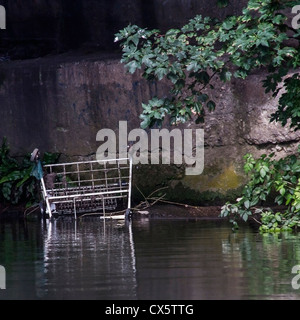 Ein verlassener Einkaufswagen in den Fluss Avon - Stadt Bath, Somerset Stockfoto