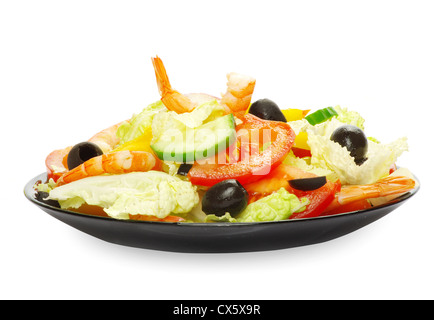 Gemüsesalat in Platte auf weiß Stockfoto
