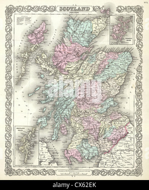 1855 Colton Landkarte von Schottland Stockfoto