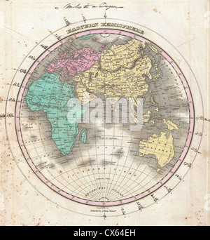 1827 Finley Karte der östlichen Hemisphäre (Asien, Australien, Europa, Afrika) Stockfoto