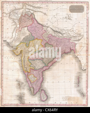 1818 Pinkerton-Landkarte von Indien (Pakistan, Afghanistan, Tibet, Nepal, Sri Lanka) Stockfoto