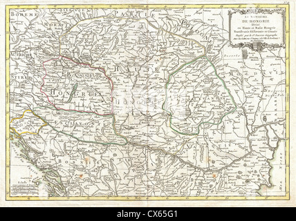 1770-Janvier-Karte von Ungarn, Rumänien, Siebenbürgen, Moldau, Kroatien und Bosnien Stockfoto