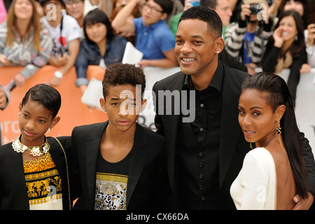 Willow Smith, Jaden Smith, Will Smith und Jada Pinkett Smith Stockfoto