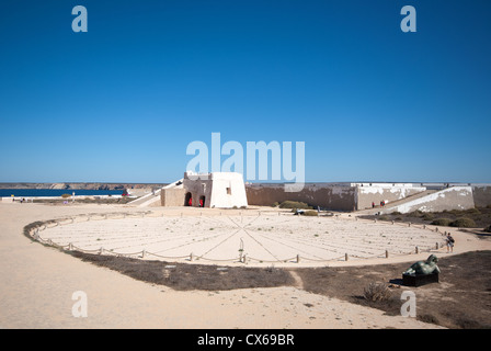 ALGARVE, PORTUGAL. Die Rosa Dos Ventos (Windrose) am Fortaleza de Sagres ganz im Westen der Algarve. 2012. Stockfoto