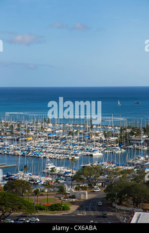 Ala Wai Yacht Harbor, Waikiki, Oahu, Hawaii Stockfoto