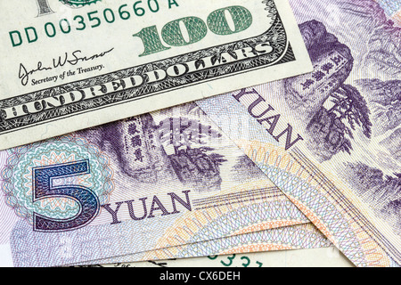 Usd und den chinesischen Yuan closeup Stockfoto