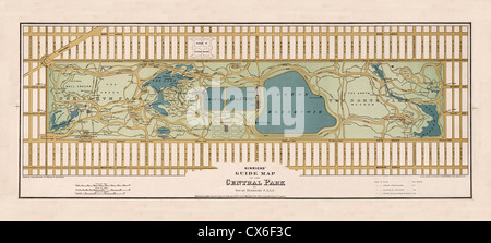 1875 Karte von Central Park von Oscar Hinrichs (1875 Hinrichs' Guide Karte der Central Park) Stockfoto