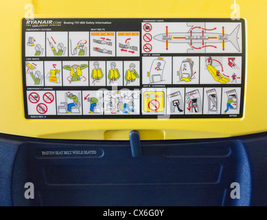 Ryanair-Boeing 737-800-Sicherheitshinweise Stockfoto