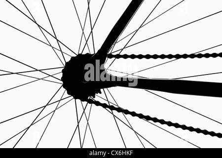 Detail des Rad eines Fahrrads, Gegenlicht, Studio gedreht Stockfoto