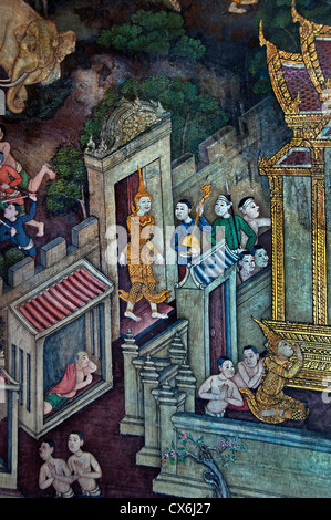 Wat Pho Bangkok Thailand Buddhismus Buddha Gemälde Stockfoto