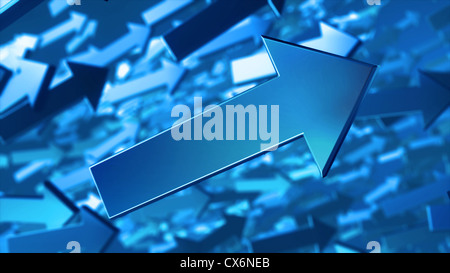 Metallische 3D-Anordnung von Pfeilen Stockfoto