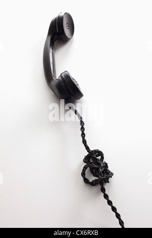 Eine altmodische Telefonkabel verfangen in einem Knoten Stockfoto