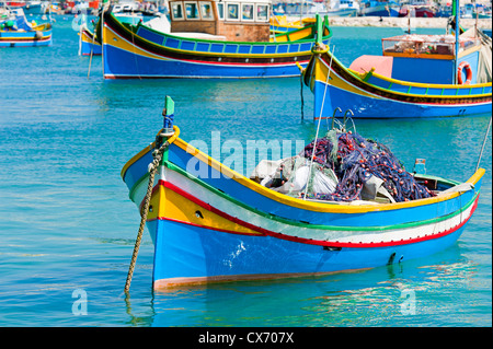 Fischerboote in marsaxlokk Malta Stockfoto