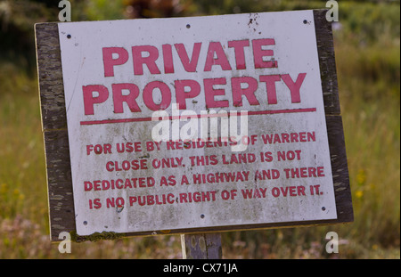 Warren schließen - keine öffentlichen Weg Zeichen, Hayling Island, Hampshire Stockfoto