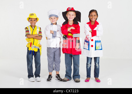 Gruppe von kleinen Arbeitern in uniform Stockfoto