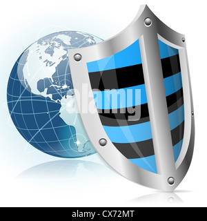 Business-Konzept - Schild schützt Erde, Vektor-illustration Stockfoto