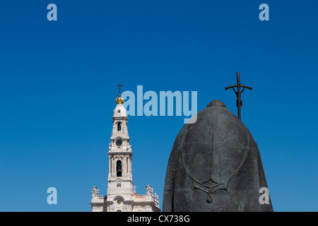 Statue von Papst João Paulo II. in Fatima, Portugal Leiria Stockfoto