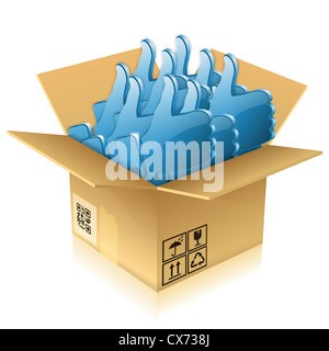 Offenen Karton mit wie Icons, isoliert auf weiss, Vektor-illustration Stockfoto