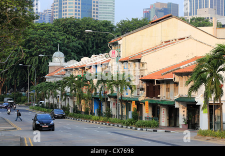 Koloniale Architektur unterwegs in Chinatown, Singapur Stockfoto