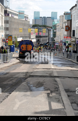 Straßenarbeiten in North Street Brighton, wo die Sanierung stattfindet - September 2012 Störung im Stadtzentrum Stockfoto