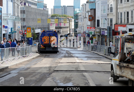 Straßenarbeiten in North Street Brighton, wo die Sanierung stattfindet - September 2012 Störung im Stadtzentrum Stockfoto