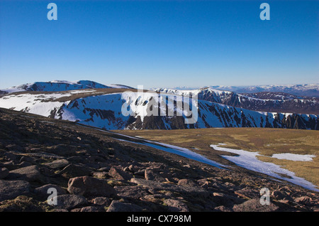 Oben auf den Cairngorn-Bergen in Cairngorm National Park, Schottland, Großbritannien. Stockfoto