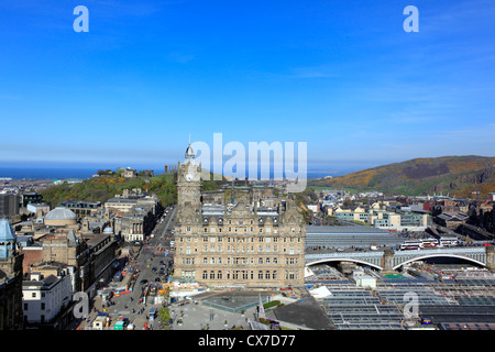 Balmoral Hotel, Blick vom Scott Monument, Edinburgh, Scotland, UK Stockfoto