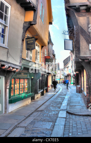 Die Shambles, eine mittelalterliche Straße, York, North Yorkshire, England, UK Stockfoto