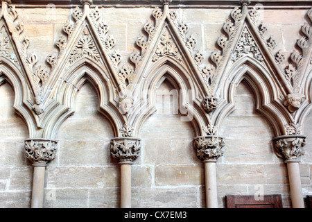Geschnitzte Laub im Kapitelsaal, Southwell Minster, Southwell, Nottinghamshire, England, UK Stockfoto