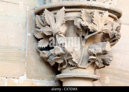 Geschnitzte Laub im Kapitelsaal, Southwell Minster, Southwell, Nottinghamshire, England, UK Stockfoto