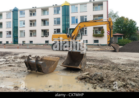 Bagger auf der Baustelle Stockfoto