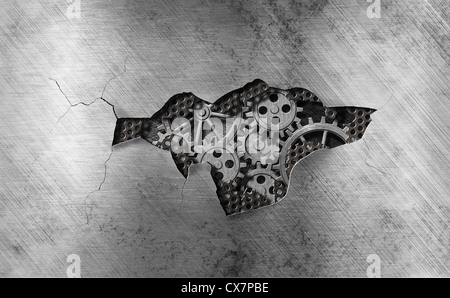 Metall Hintergrund mit mechanischer Beschädigung Stockfoto