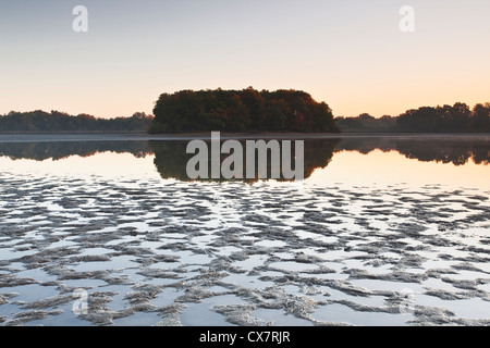 Ein See in der Dämmerung in La Brenne Region Zentralfrankreich. Stockfoto