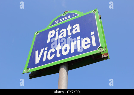 Bukarest, Hauptstadt von Rumänien. Berühmte Siegesplatz (Rumänisch: Piata Victoriei). Stockfoto