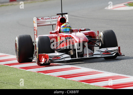 Felippe Massa Fahrt für Ferrari im Jahr 2011 in Montmelo Rennstrecke in Barcelona, Spanien Stockfoto