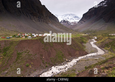 Elk198-1335 Chile, Cajon del Maipo Banos Morales Dorf Stockfoto