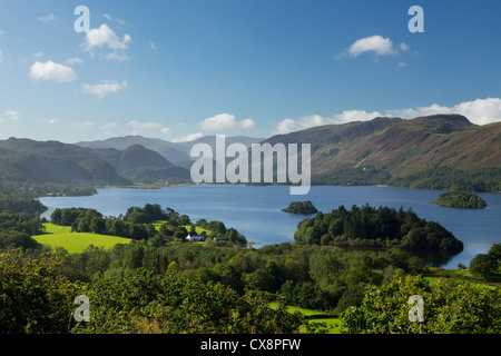 Panorama von Derwentwater im englischen Lake District aus Castlehead Sicht in den frühen Morgenstunden Stockfoto