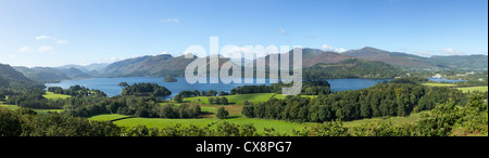 Panorama von Derwentwater im englischen Lake District aus Castlehead Sicht in den frühen Morgenstunden Stockfoto