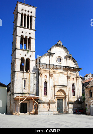 Kathedrale Sv. Stjepan (St. Stephan), Hauptplatz (Pjaca), Stadt von Hvar, Insel Hvar, Dalmatien, Kroatien Stockfoto