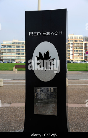 Die Essex Scottish Regiment Denkmal; Red Beach, von Rory O'Connor, WWII, Dieppe Beach, Seine-Maritime, Normandie, Frankreich Stockfoto