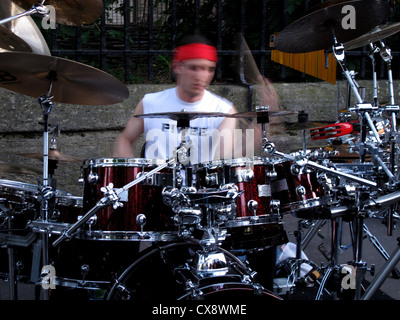 Piwee Trommeln zeigen, Fete De La Musique, Saint Michel Viertel, Paris, Frankreich Stockfoto