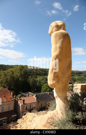 Cro-Magnon-Mensch und Abri (Les Eyzies-de-Tayac Stockfoto