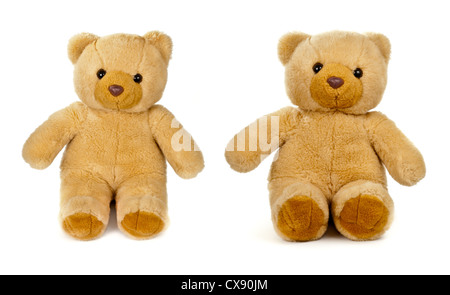 alte Teddybären, isoliert auf weiss Stockfoto
