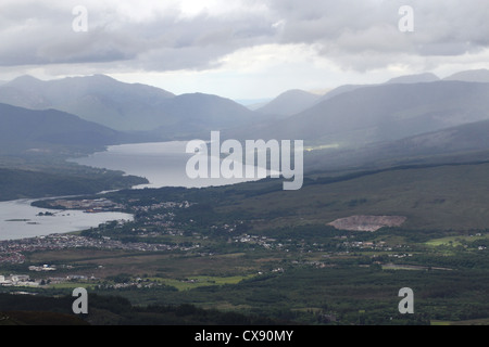 Blick vom Aonach Mor über Corpach Schottland in der Nähe von Fort William Stockfoto